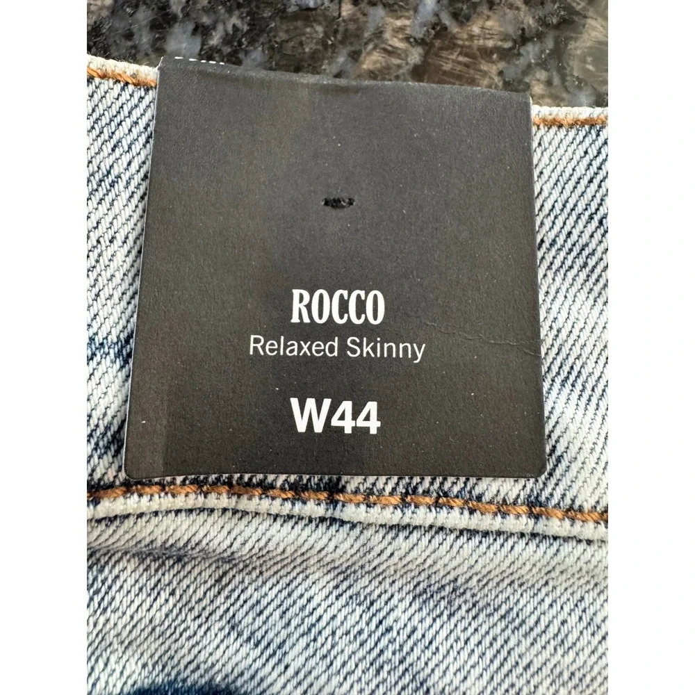 True Religion Rocco Relaxed Skinny Jeans Light Show Blue Acid Wash Mens 44 10559